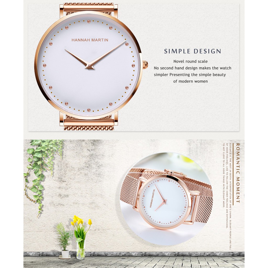 Đồng hồ nữ HANNAH MARTIN chính hãng - Model HM-MD36 - dây thép không gỉ - Bảo hành 1 | BigBuy360 - bigbuy360.vn