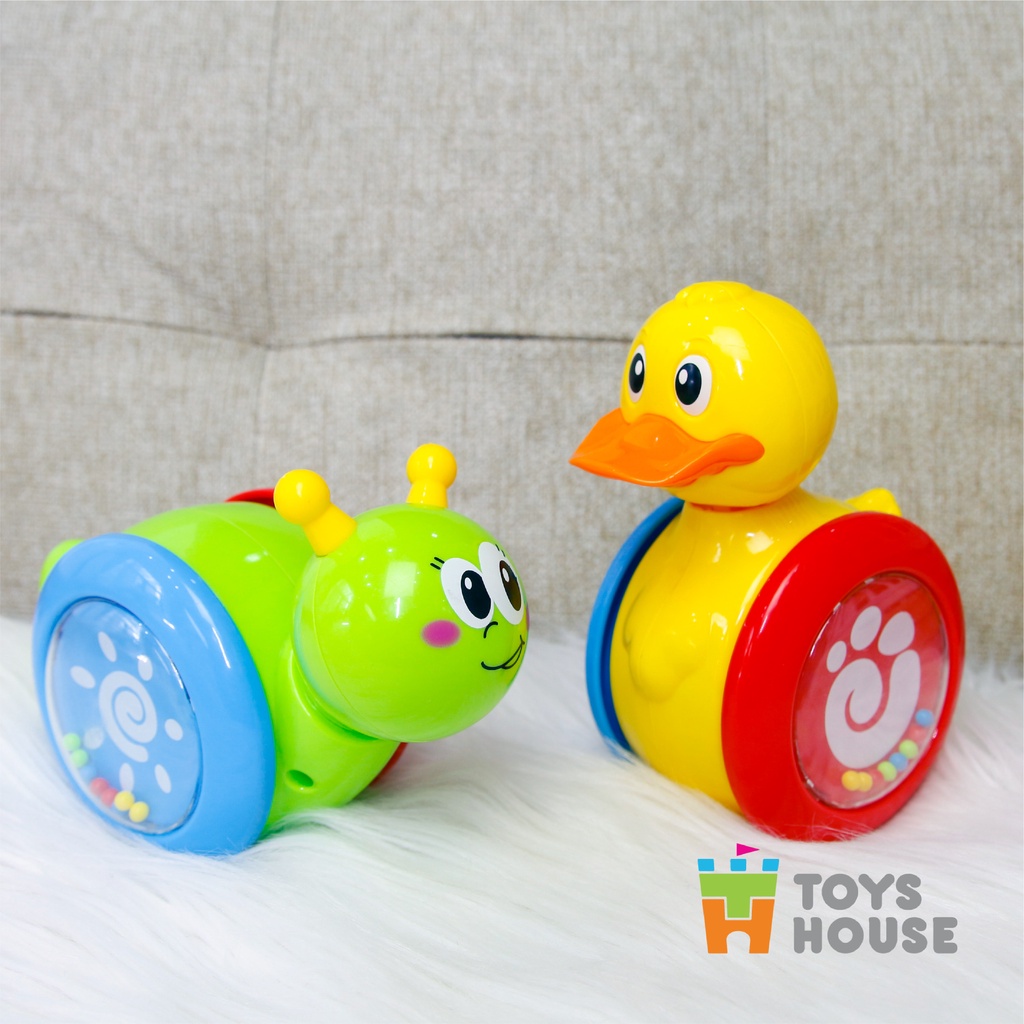 Đồ chơi lật đật gật gù có bánh xe cho bé Toyshouse 008-2 chú vịt vàng dễ thương - Tiêu chuẩn Châu Âu EN71