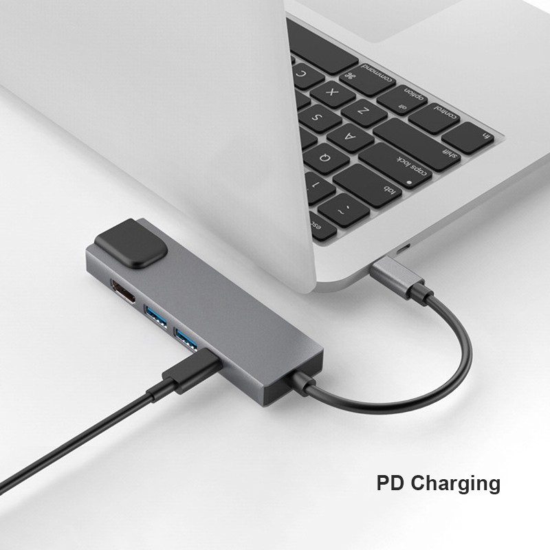 Hub Type-C sang HDMI/USB 3.0/Ethernet LAN/USB-C 5 trong 1 cho Samsung S10/HUAWEI