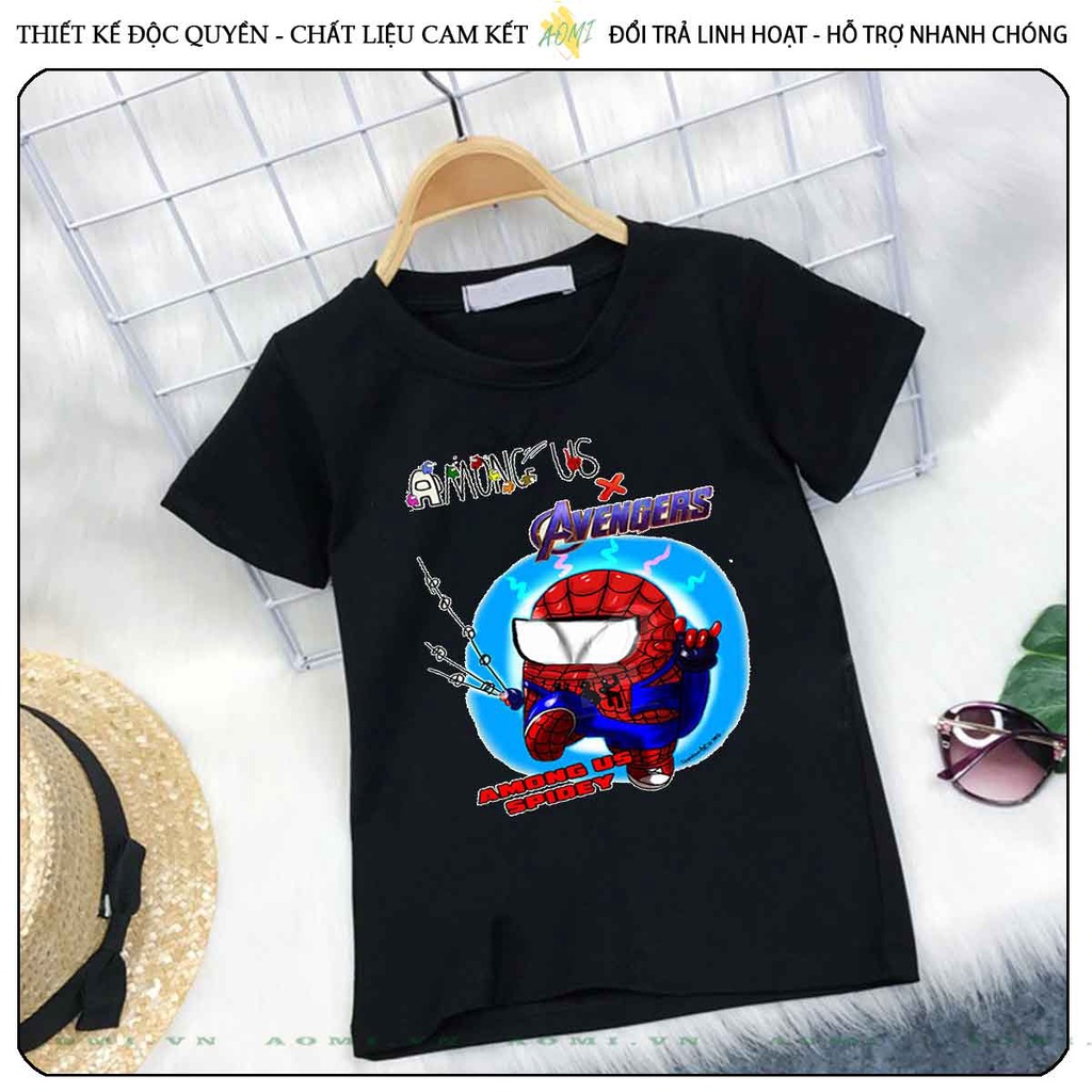 ÁO THUN among us avengers UNISEX PHÔNG ĐEN TAY NGẮN NAM NỮ GIA ĐÌNH CẶP ĐÔI SIZE TRẺ EM BÉ TRAI GÁI AOMIVN