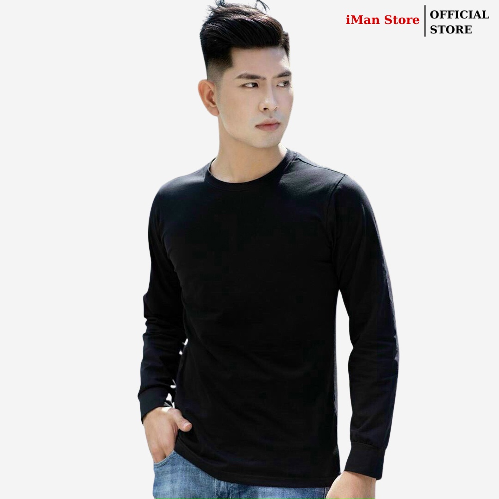 Áo Thun Nam Dài Tay Cổ Tròn, Áo Phông Nam Trơn Dài Tay Vải Cotton Mềm Mịn, Co Giãn, Thấm Hút Tốt iMan Store