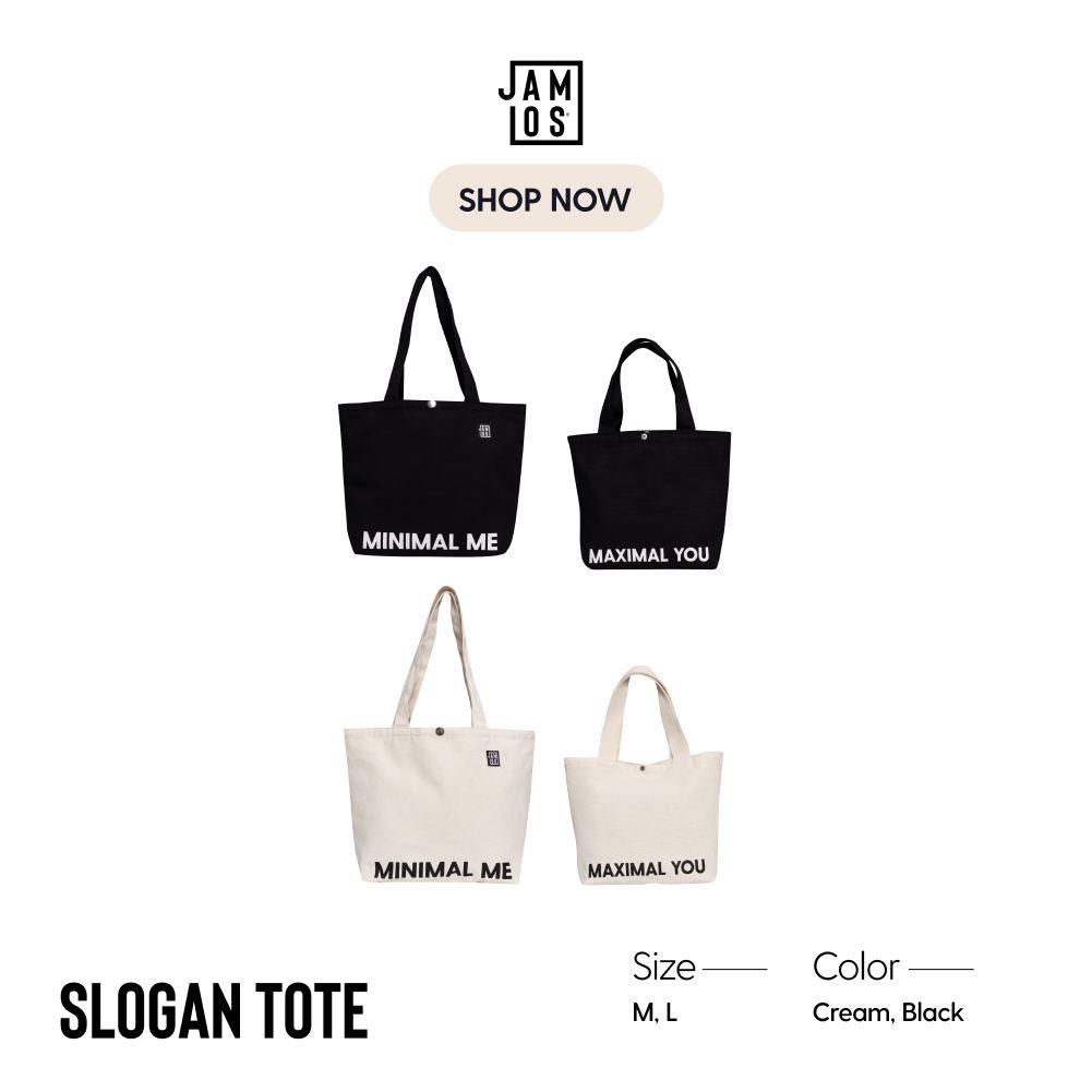 Jamlos Slogan Tote - Túi tote thời trang vải canvas in 2 mặt chữ Minimal Me Maximal You đi học đi chơi