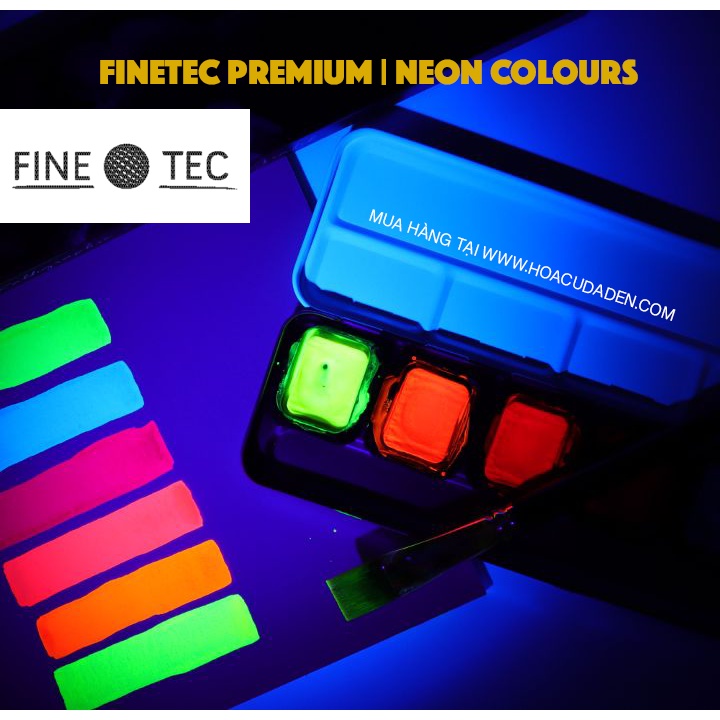 [DA ĐEN] Màu Nước Neon Finetec Prenium 6 Màu Hộp Sắt