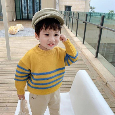 Áo Len Dài Tay Kẻ Sọc Thời Trang Cho Bé Trai