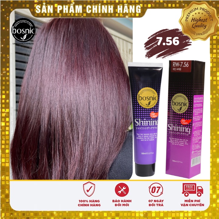 R7.56 (NÂU RƯỢU) - NHUỘM THẢO DƯỢC MÀU THỜI TRANG BOSNIC 150ML