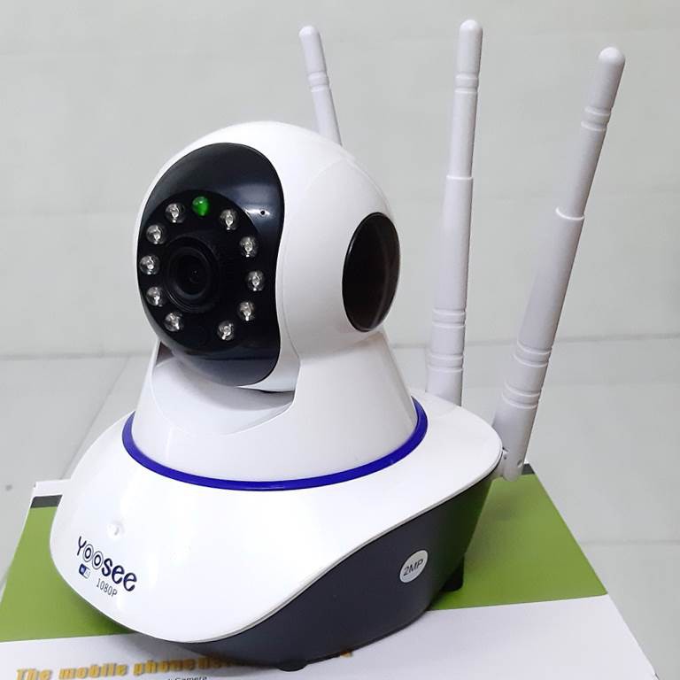 (kèm thẻ 32gb) Camera ip wifi app yoosee 3 râu khe thẻ nhớ trên đầu-hỗ trợ flash bật ban đêm quay có màu không cổng LAN