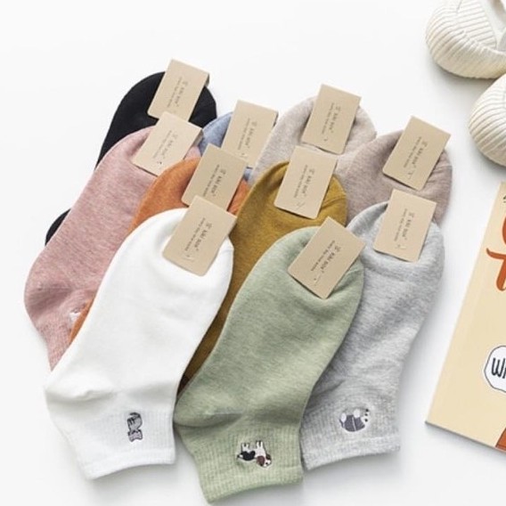 Vớ Tất Cổ Ngắn Icon Thú Vớ Thấp Icon Thêu Cotton Kháng Khuẩn Freesize Nam Nữ MRSOCKS - VN051