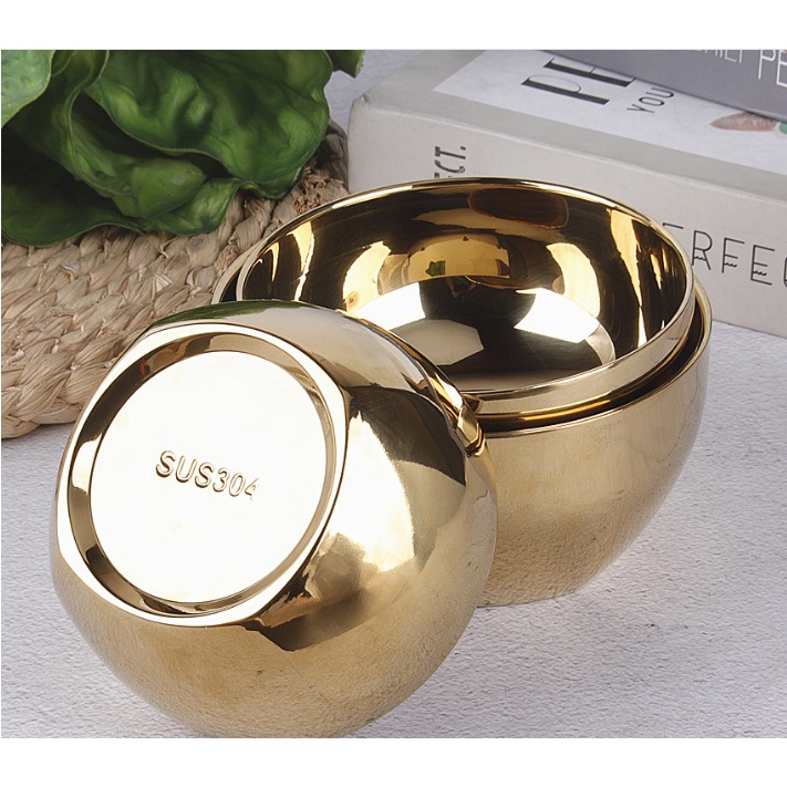 Chén inox 304 cách nhiệt 2 lớp Hàn Quốc an toàn có cả trắng & vàng titan sáng bóng không nóng
