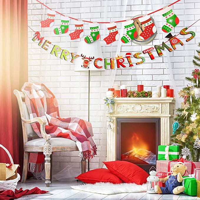 Phụ kiện Banner treo trang trí tường phong cách giáng sinh đẹp mắt