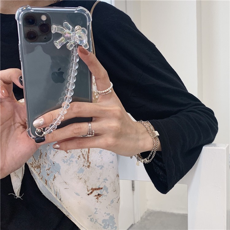Ốp Điện Thoại tpu Dẻo Họa Tiết Chú Gấu Kèm Dây Đeo Ngọc Trai Chống Rơi Cho iPhone7 7 plus8 8plus xr x/xs xs max 11 11 pro 11 pro max