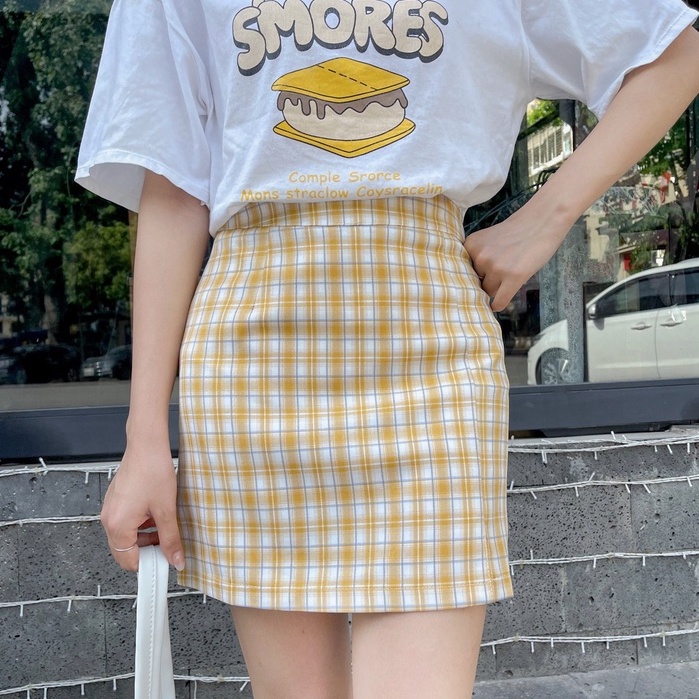 Chân váy chữ A ngắn công sở May Boutique có lót trong kẻ caro nhiều màu CMN21A_106.003