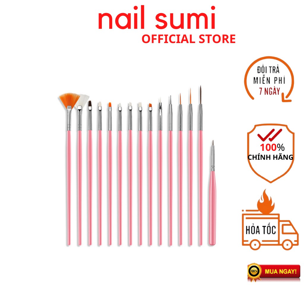 Cọ vẽ móng sét 15 cây , cọ vẽ trang trí móng nail
