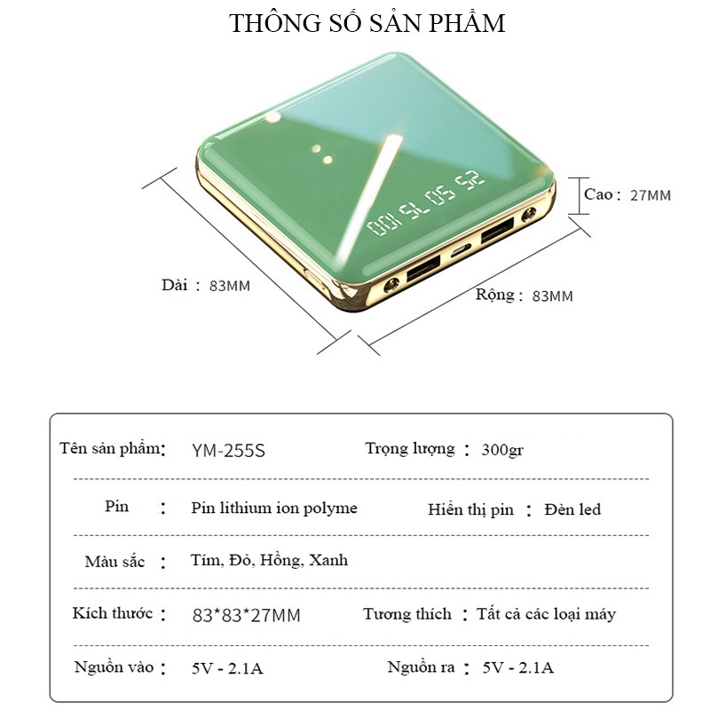 Sạc Dự Phòng⚡HÀNG CHÍNH HÃNG⚡Pin Dự Phòng mini 20000mAh Nhỏ Gọn Hỗ Trợ Sạc Nhanh Cho iPhone Huawei Samsung Xiaomi Oppo..