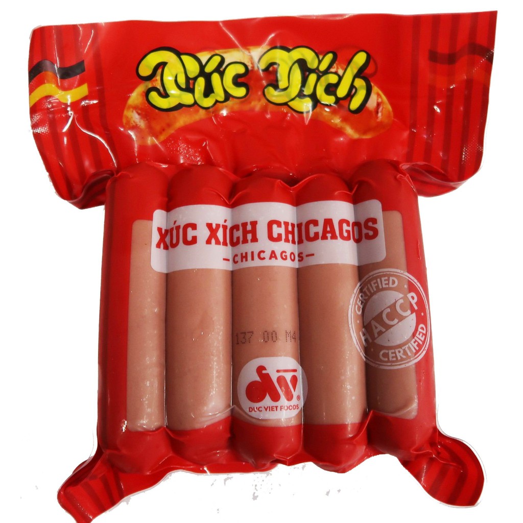 Gói 10 cây Xúc xích CHICAGO - Xúc xích Đức Việt. Gói  500g. Date mới nhất.. SỈ 081 881 0606