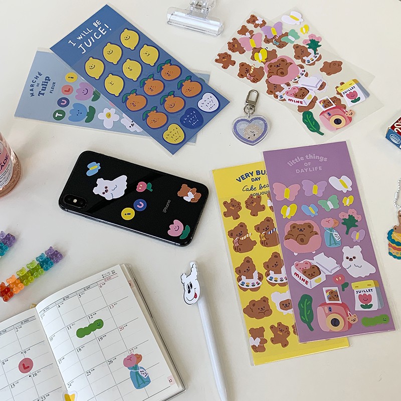 Miếng dán trang trí sổ tay / album ảnh hình hoạt hình kiểu Hàn Quốc dễ thương chống thấm nước diy