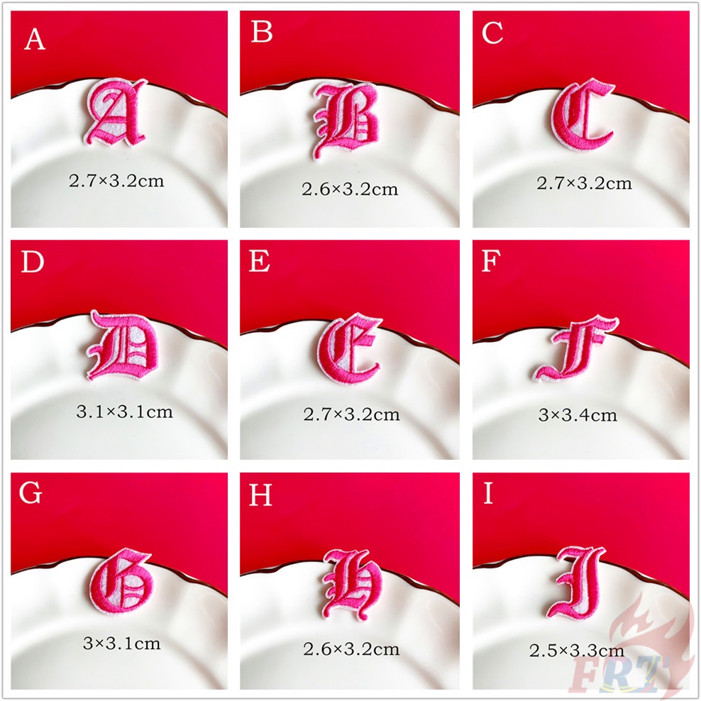 ☸ Miếng Dán Ủi Thêu Chữ Q-5 Màu Hồng ☸ 1 Sticker Ủi Thêu Hình Huy Hiệu