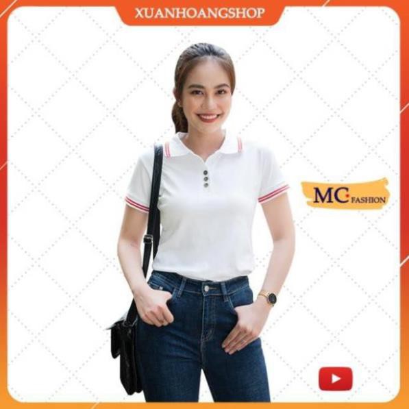 Áo Phông Nữ Màu Đen Có Cổ Tay Ngắn Đẹp (Đen, Đỏ, Vàng, Trắng, Nâu) Vải Cotton Mc Fashion Ap169 . ' 👕 ea  ྇