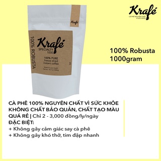 Cà phê hòa tan sấy lạnh krafé 100% robusta | 1000 gram - specialty