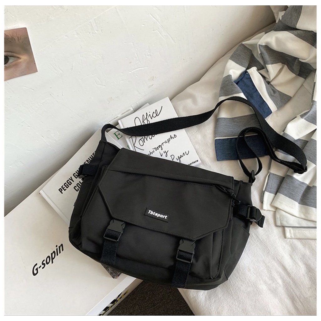 Túi Đeo Chéo Phong Cách Unisex Vải Canvas Cao Cấp Đựng Vừa Sách Vở Đi Học 2 màu đen trắng TUCANVAS TCV33 | BigBuy360 - bigbuy360.vn