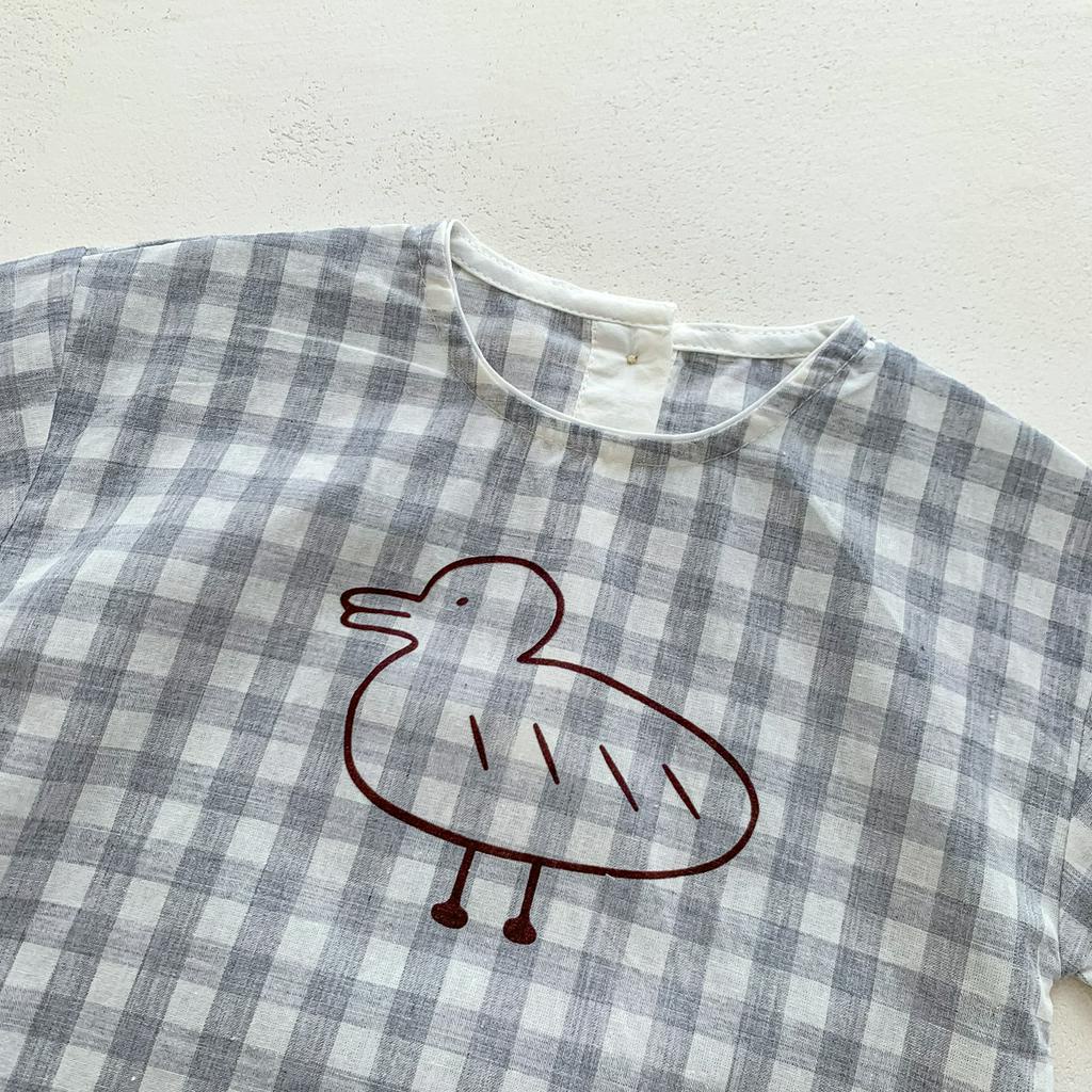 Set Áo Thun Ngắn Tay In Hình Vịt Và Quần Short Thời Trang Mùa Hè Cho Bé