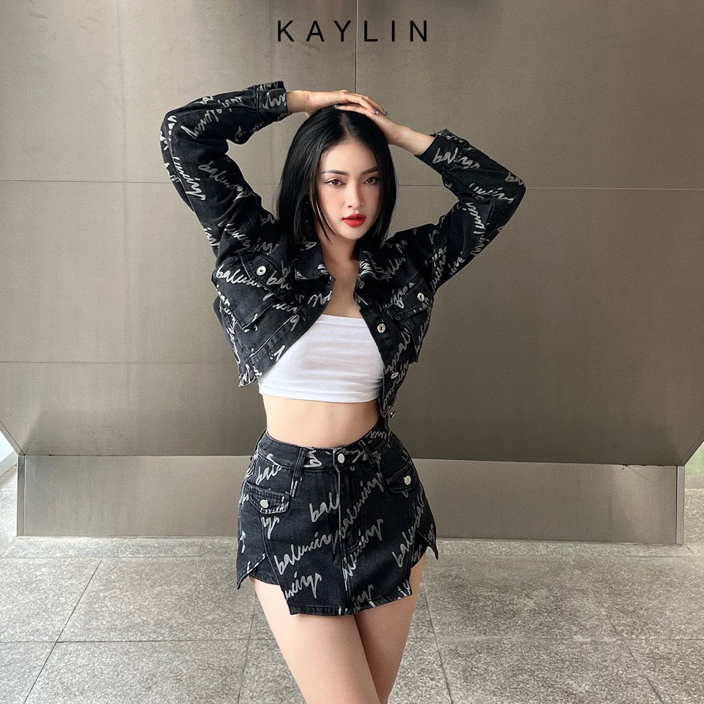 Quần váy jean chữ a vải bò phong cách retro KAYLIN - N1775