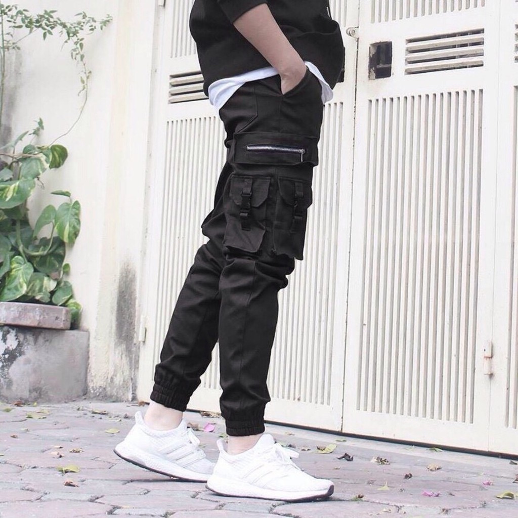 Quần Jogger Kaki Nam Nữ Chất [ hình thật 100 %] kiểu Phản Quang màu đen (077THPQ)