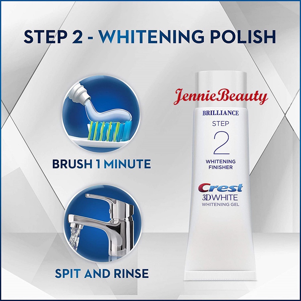 [New/ Hàng USA] Bộ đôi kem đánh răng trắng sáng Crest 3D White Brilliance Daily Whitening 2 Step Treatment Toothpaste