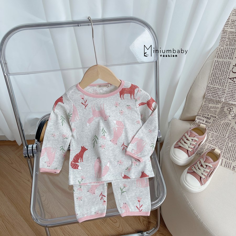 Bộ đồ dài tay quần dài thu đông cho bé trai/gái chất liệu 100% cotton thun lạnh quần áo trẻ em MiniumBaby-SB1261.