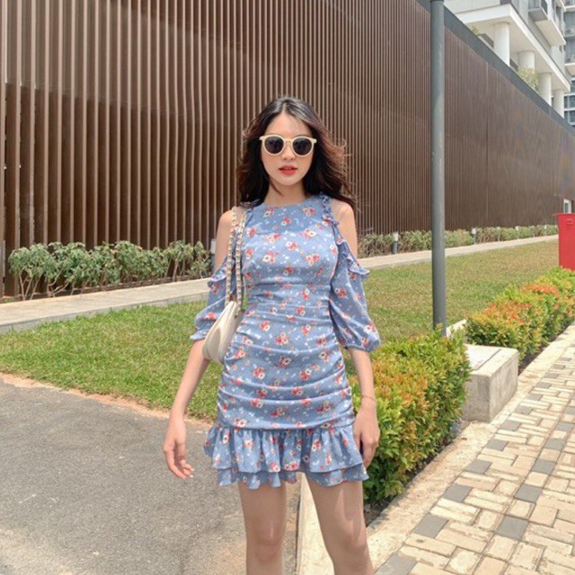 [Mã FAMARAL1 giảm 10K đơn 50K] ĐẦM BORA tay lở trễ vai tùng bèo