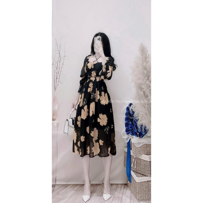 Đầm Dáng Xòe Có Eo Chất Voan Bông 2 Lớp Có Mút Ngực Phối Hoa Dây Chéo Cổ Mặc Đẹp Dáng Xinh [NEW UNISEX]