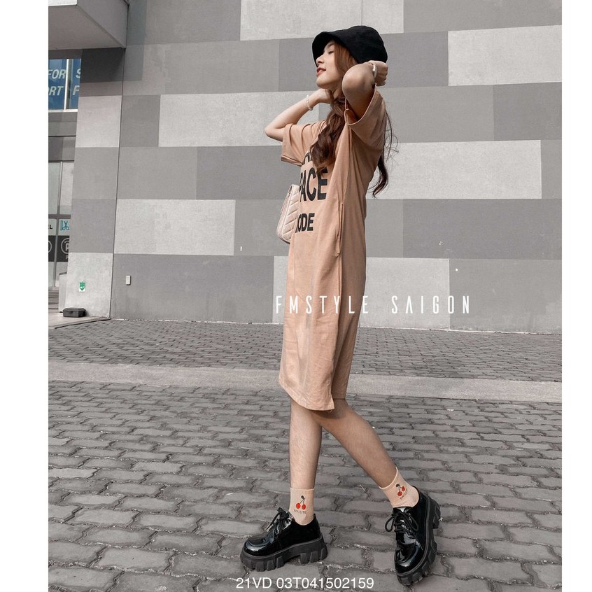 Đầm thun tay ngắn in BLANKulzzang thời trang nữ Fmstyle Saigon 21VD03T041502