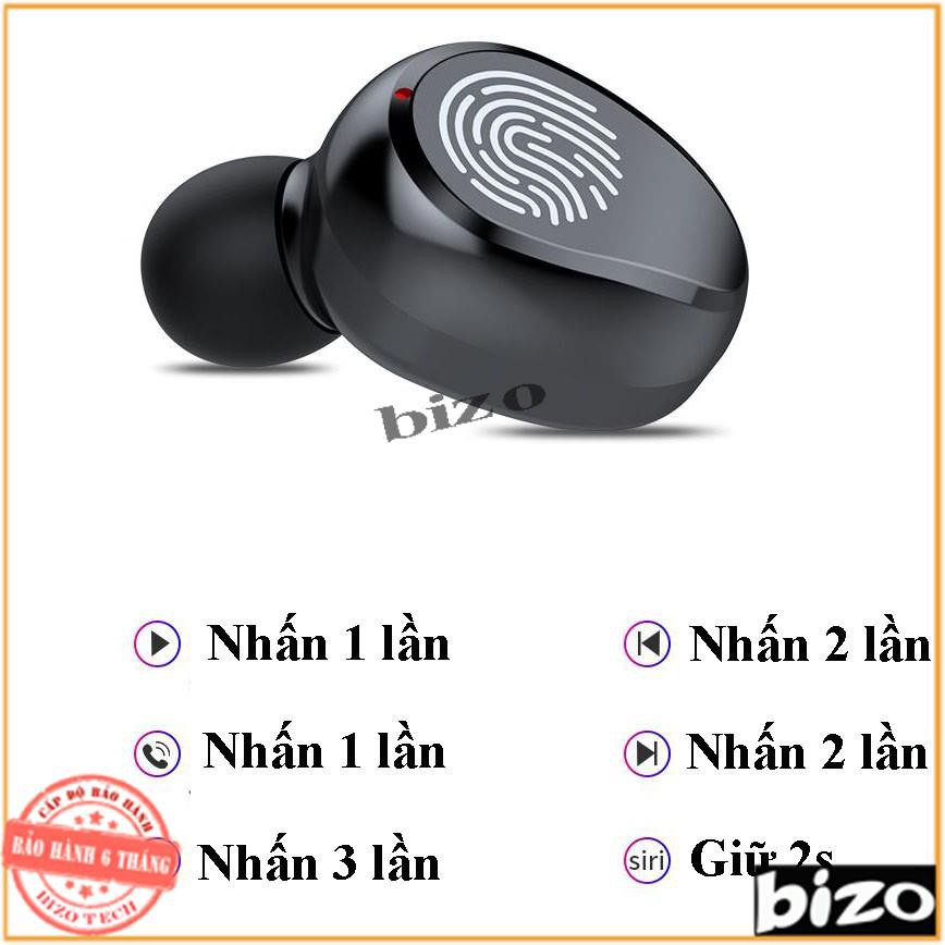 [CAO CẤP] Tai nghe bluetooth nhét tai, tai nghe không dây tích hợp cảm biến vân tay, giá đỡ, sạc pin điện thoại