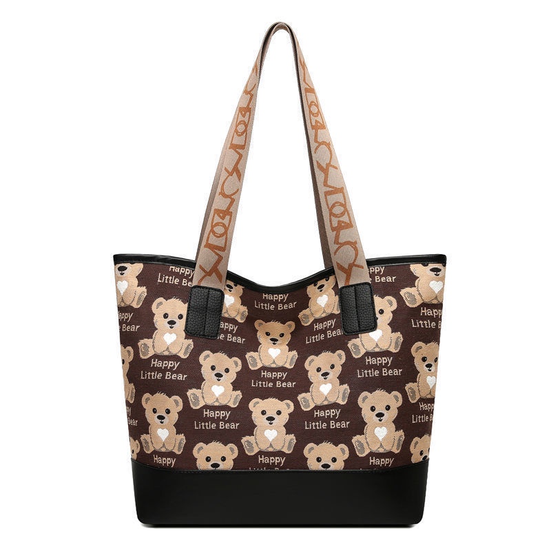 Túi xách canvas in hình gấu thời trang mới cho nữ