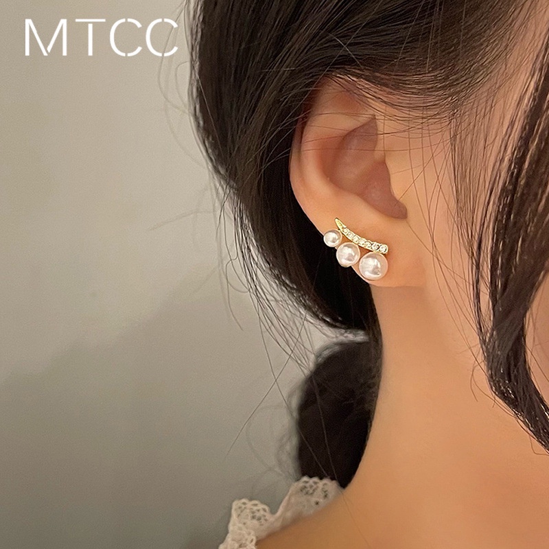Bông Tai Mạ Bạc 925 Đính Ngọc Trai Sang Trọng Phong Cách Hàn Quốc