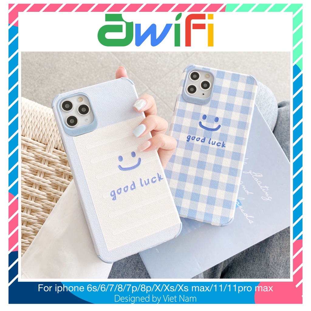 Ốp lưng iphone da Auto Focus Good luck 6/6plus/6s/6splus/7/7plus/8/8plus/x/xr/xs/11/12/pro/max/plus/promax - Awifi U1-8