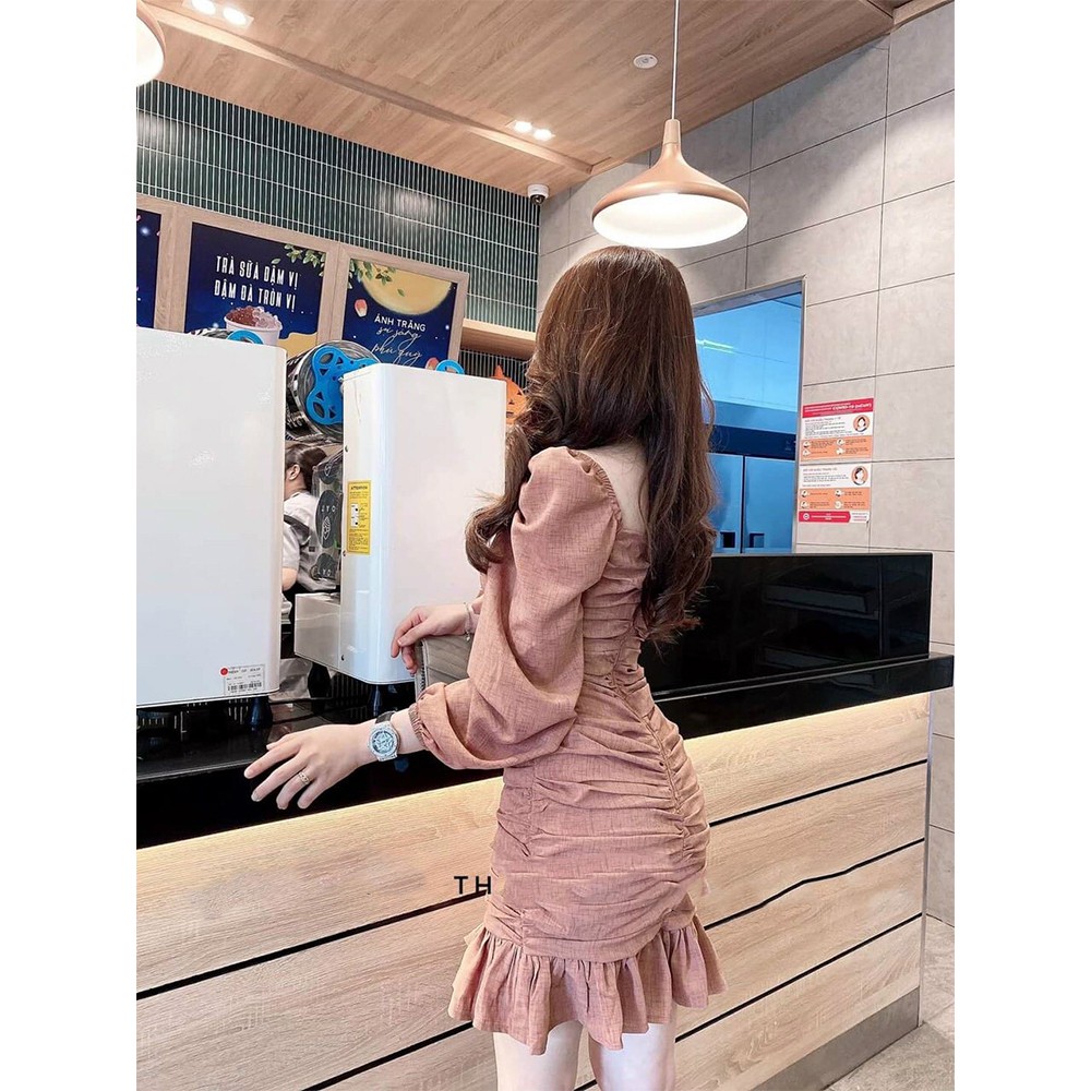 BONUCCI Đầm váy body nhún tôn ngực ( hồng, nâu, đen ) tôn dáng cho nàng thời trang nữ dạo phố dự tiệc | BigBuy360 - bigbuy360.vn