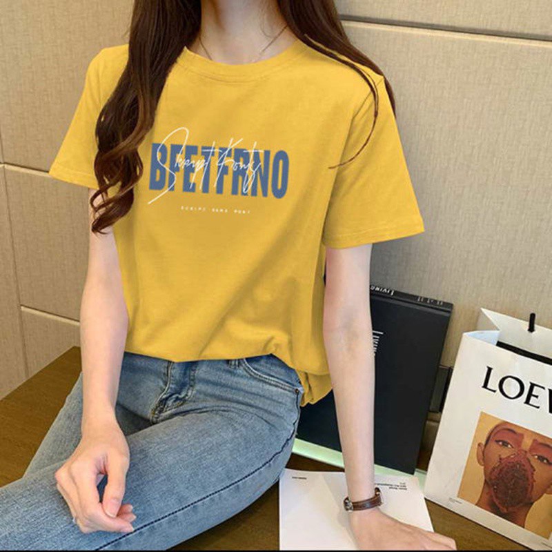 Áo thun tay ngắn dáng rộng in họa tiết đơn giản đa năng phong cách Hàn Quốc thời trang mùa hè hàng mới 2021 cho bạn nữ | BigBuy360 - bigbuy360.vn