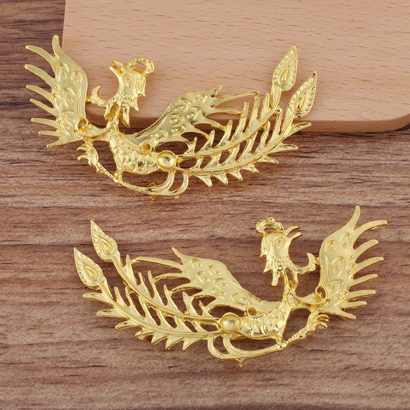 [Nguyên liệu làm trâm] 1 cặp phượng hoàng đúc 38*75mm
