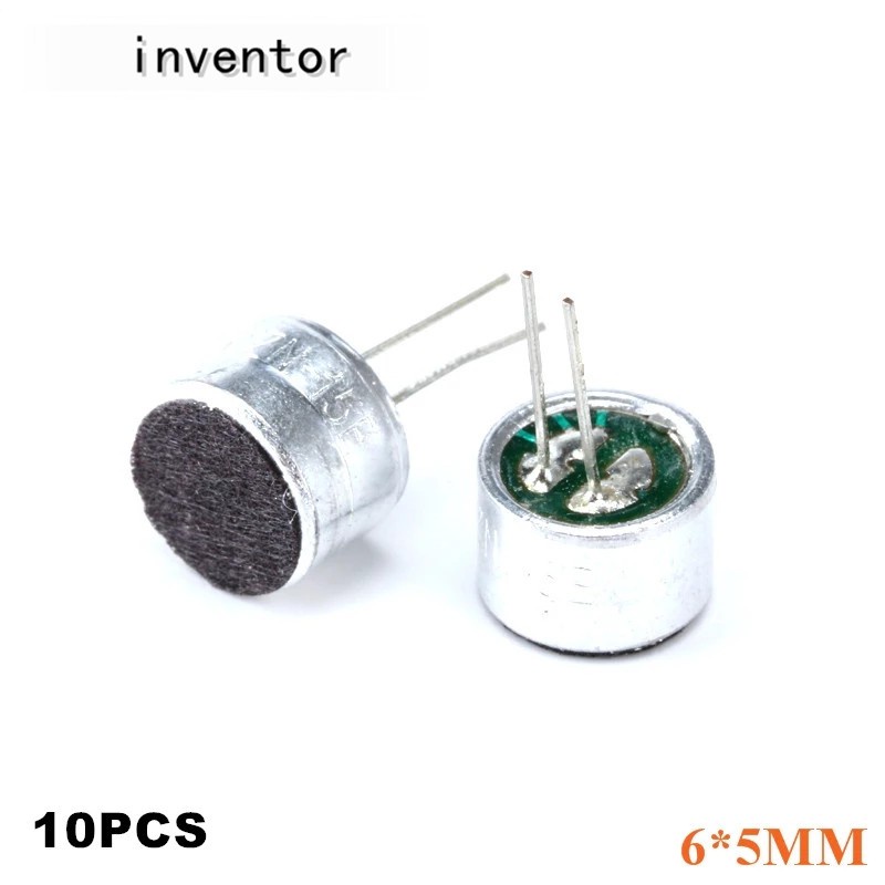 10PCS 6*5mm MIC Capsule Electret Condenser Pickup Microphone 52DB Tape Pin Mitophone 6050 Electret Sensitivity 56-58