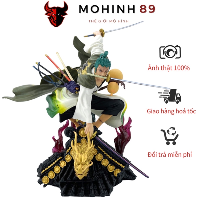 Mô hình Roronoa Zoro Wano One piece - Zoro 32cm- Figure One Piece Zoro trèo Mái Nhà