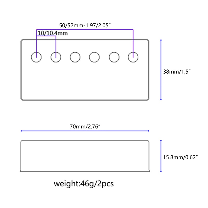 Bộ 2 Vỏ Bọc Pickup Cho Đàn Guitar Điện Humbuckers 50mm / 52mm