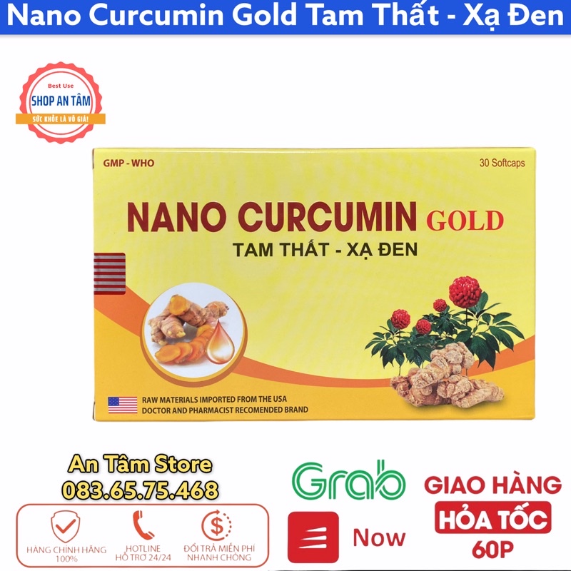Nano Curcumin Gold Tam thất xạ đen - hết đau dạ dày tá tràng (hộp 30 viên nang mềm)