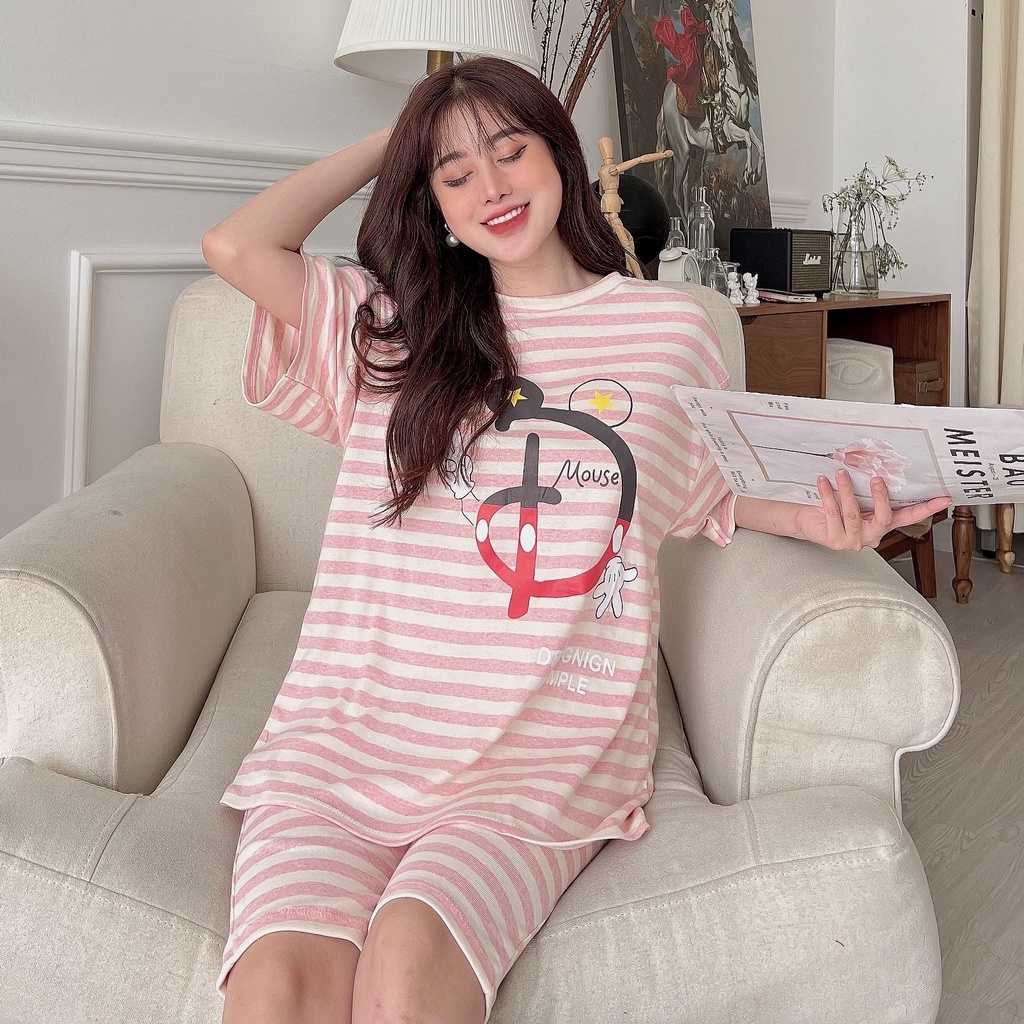 Đồ bộ lửng nữ mặc nhà - thời trang mới nhất - Chất liệu bozip Cotton cao cấp - ( Bộ Lửng Mouse -  BL )