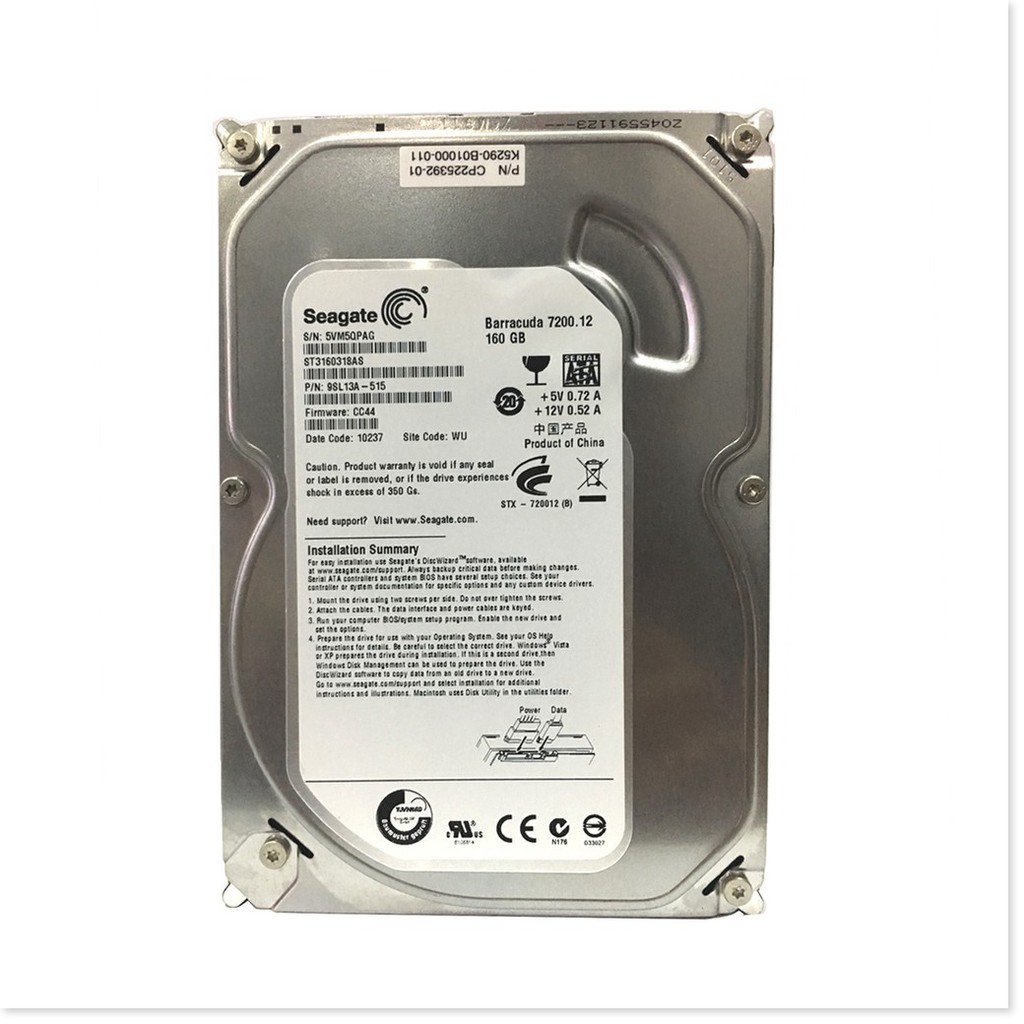 Ổ CỨNG MÁY TÍNH 160GB SEAGATE SATA MỎNG CỔNG SATA HDD MÁY TÍNH BÀN HÀNG CHUẨN MẪU MỚI BÁN CHẠY