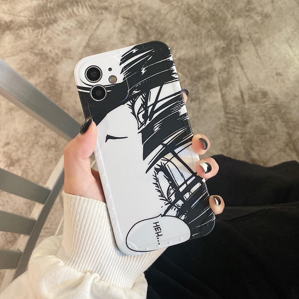 Ốp Điện Thoại Chống Sốc Hình Cô Gái Hoạt Hình Màu Trắng Đen Cho iPhone 14 14Promax 14Pro 13Promax 13Pro 13 12Promax 12 11Promax 11