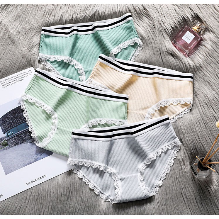 Set 10 quần chip tăm cotton viền ren