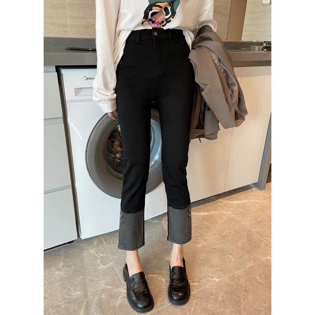 Quần Jean Nữ Lưng Cao Ống Đứng Form Rộng Thời Trang Xuân Thu 2022 Mới