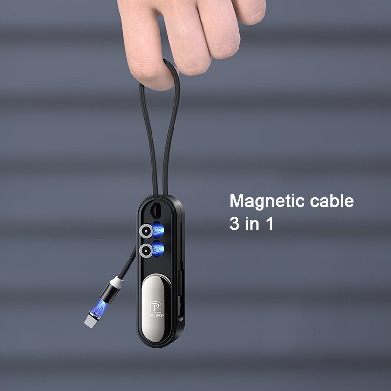 Dây cáp sạc dữ liệu micro usb / type-c 3 trong 1 OATSBASF có móc khóa nam châm nhỏ gọn