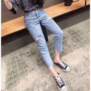 Quần bò baggy khoét đùi, full size SML