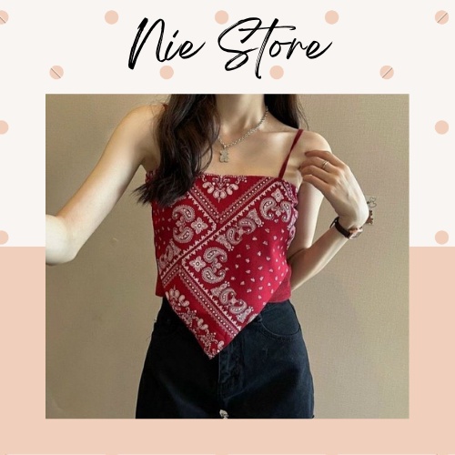 Áo yếm 2 dây họa tiết khăn thổ cẩm Ulzzang / áo 2 dây thổ cẩm 4 màu